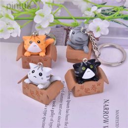 Keychains Lanyards Cute Cartoon Pet Cat Keychain Lucky Fortune Carton Cat Toy Key Ring for Women Men Car Handbag Phone Case Pendent Couples Gift ldd240312