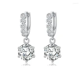 Dangle Earrings HTOTOH 925 Silver 2 Ct Moissanite Women Drop Vintage Type Engagement Gift Fine Jewellery