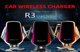 R3 10W Qi Fast Wireless Charger Charging Automatic Clamping Smart Sensor QI Induction Car Phone Mount Holder Rack For iPhone Samsu4495447