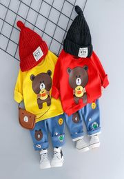 Newborn Baby Girls boys cartoon bear Clothes Set Long Sleeved Tops Pants 2PCS Outfits Kids Bebes Clothing Childrens Jogging Suit2465191