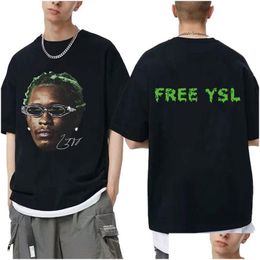 Outdoor Shirts Rapper Young Thug Green Rare Graphic Tee Male Hip Hop Retro Short Sleeve T-Shirts Men Women 100% Cotton Oversized T Shi Otv2O