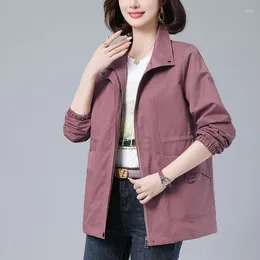 Women's Jackets Double-Layer Lining Spring Autumn Short Coat 2024 Windbreaker Jacket Loose Foreign Mother Wears Overwear Female Tops