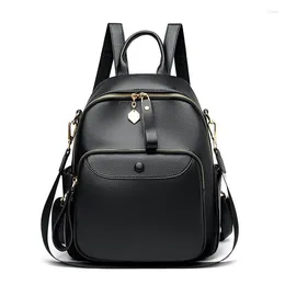 School Bags 2024 Fashion Cow Genuine Leather Women Backpack Female Ladies Girl Student Casual Korean Backpacks