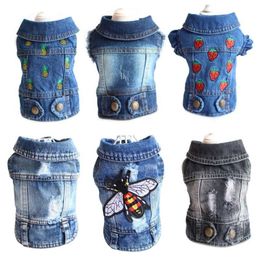 Jeans Pet Dog Apparel Vest Shirts Clothes Winter Puppy Cat Denim T-shirt Casual Cowboy Jacket For Small Dogs Chihuahua Coat Costum302s