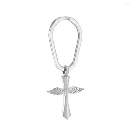 Keychains Wing Cross Cremation Keyring Urn Pendant Stainless Steel For Human/Pet Ashes Gift Memorial Jewellery