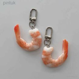 Keychains Lanyards PVC Imitation Shrimp Meat Key Chains Creative Food Keychain for Women Bag Pendant Novelty Funny Scene Decoration Party Gift ldd240312