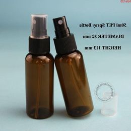 50pcs/Lot Empty 50ml Plastic Spray Bottle Amber 5/3oz Perfume with Atomizer Cosmetic Container Refillable Containerhood qty Gqcsq