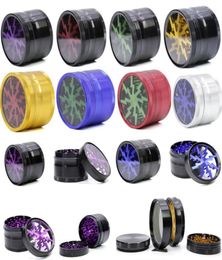 New Smoking Herb GrinderTobacco 4 Layers Aluminium Alloy Lighting Grinders With Clear Top Window 63mm 12 Colours HH712168823458