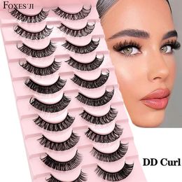 FOXESJI Russian Strip Lashes DD Curl Wispy Soft Extension Natural Faux Mink Fluffy False Eyelashes Makeup 240311