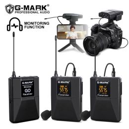 Microphones ASMR Microphone GMARK Wireless Lavalier Mic With 30 Selectable Channels For DSLR Camera Interviews Phone Live Show Recording