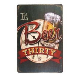 DL-It's beer thirty Metal painting Club Bar Home Old Wall Art Hanging Logo Plaque Decor256Q