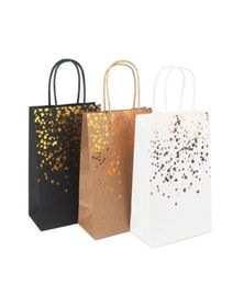 2Pcs Shopping Bags Gift Gold Foil Thank You Brown Paper With Handles For Wedding Birthday Baby Shower Party Favors Wrap4089422