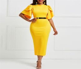 Elegant Dress Women For Wedding Party Wear Bodycon Ankle Length Solid Puff Sleeve Evening Night Dinner Vestidos Mujer 2105108985466