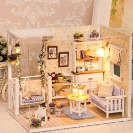Doll House Furniture Diy Miniature 3D Wooden Miniaturas Dollhouse Toys for Children Birthday Gifts Casa Kitten Diary T200116269J