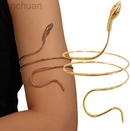 Bangle 1PCS Punk Coiled Snake Spiral Upper Arm Cuff Armlet Armband Bangle Women Jewellery Egypt Swirl Snake Arm Cuff Armlet ldd240312