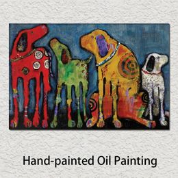 Canvas Art Dogs Oil Paintings Friends Abstract Painting Artwork Animal Handmade Modern Picture for Living Room Christmas Gift232M