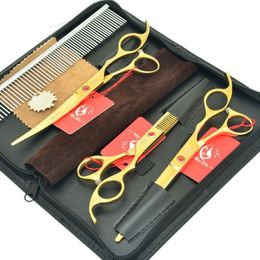 7 0Inch Meisha Japan 440c Big Tijeras Pet Grooming Scissors Set Straight or Up Curved Cutting Shears 6 5Inch Thinning Clippers HB0203h