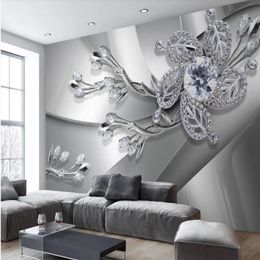 modern living room wallpapers Metal texture diamond 3d stereo Jewellery TV background wall255h