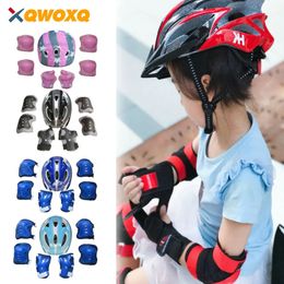 7Pcs/Set Kids Roller Skating Bicycle Helmet Knee Wrist Guard Elbow Pad Set for Children Cycling Sports Protective Guard Gear Set 240227