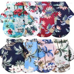 Dog Apparel Hawaiian Style Beach Shirt Clothes Fashion Flower Print Design Small Clothing Cat Trendy Casual Party Costume Pet Items