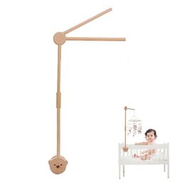 Baby Wooden Little Bear Bed Bell Bracket Cartoon Crib Mobile Hanging Rattle Toy Hanger Decoration Accessories 240226