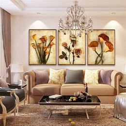 Frameless Canvas Art Oil Painting Flower Painting Design Home Decor Print Wall Art Modular Picture for Living Room Wall 3 Panel Y2232e