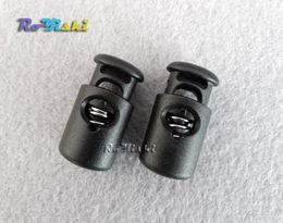 100pcs Cord Lock Stopper Plastic Barrel Spring Toggle Black 28mm145mm11mm For BagsGarments7710358