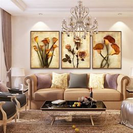 Frameless Canvas Art Oil Painting Flower Painting Design Home Decor Print Wall Art Modular Picture for Living Room Wall 3 Panel Y2215j