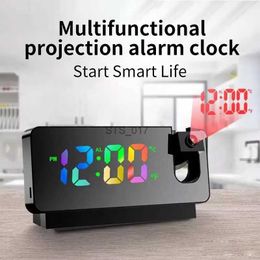 Other Clocks Accessories Multifunctional 180 Rotating Projection Creative Alarm Clock LED Silent Colour Screen Bedroom Ceiling Projection GiftL2403