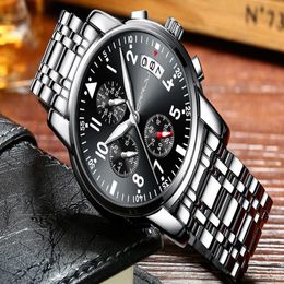 Relogio Masculion CRRJU Men Top Luxury Brand Military Sport Watch Men's Quartz Clock Male Full Steel Casual Business black wa301d