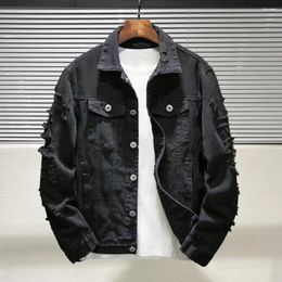 Men's Jackets Men Coat Cool Denim Solid Colour Single Breasted Pockets Jacket Streetwear