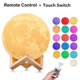 3D Moon Lamp Bedroom Decoration LED Night Lights Lighting Luminaria USB 16 Colour Lamp Moon with Controller for Kid's Gift Lig2141