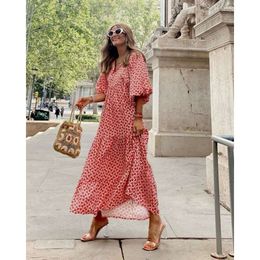 Womens Flower Print Loose Dress Summer Holiday Style Long