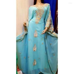 Ethnic Clothing Turquoise Morocco Dubai Long Gown Dress Is Very Fancy Fashion Trend