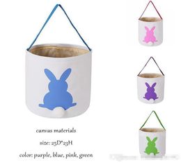 4 Colors 2019 New Easter Rabbit Basket Easter Bunny Bags Rabbit Printed Canvas Tote Bag Egg Candies Baskets6277502