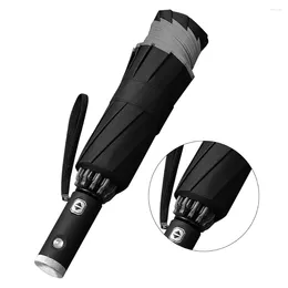 Umbrellas Fully Automatic Travel Umbrella With LED Light Reverse Compact Reflective Stripe UV For Sun Or Rain Days