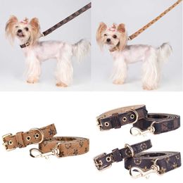 Designs Adjustable PU Leather Pet Collars Fashion Letters Print Old Flowers Leashes for Cat Dog Necklace Durable Neck Decoration A317d