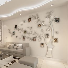 Wall Stickers Tree Po Frame Sticker DIY Mirror Wall Decal Home Decoration Living Room Bedroom Poster TV Background Wall Decor 2262P