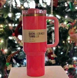 Mugs Winter PINK Parade Red Holiday Co 40oz Quencher Cups travel Car cup Stainless Steel Tumblers with Silicone handle Valentines Day Gift With 1 0223 L240312