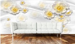 3D Yellow Rose Jade Watch TV Wall mural 3d wallpaper 3d wall papers for tv backdrop3956623