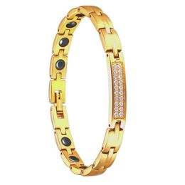 Row Double Diamond Gold CNC Zircon Stainless Women's Bracelet Japanese And Korean Titanium Steel Jewellery Bracelet