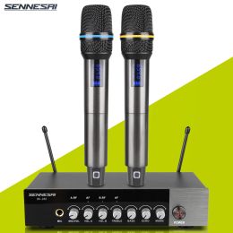 Microphones UHF Dual Channel Wireless Handheld Microphone EasytoUse Karaoke Bluetooth Microphone For Family Parties Small Activities