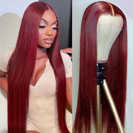 Cosdelu 30 40 Inch 250 Density 99J Burgundy Straight Wigs 13x4 Lace Front Human Hair 13x6 Lace Frontal Wig Wine Red for Women