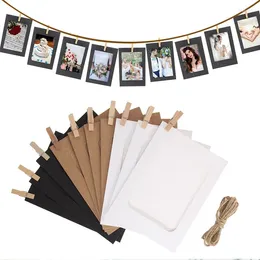 Frames Combination Paper Frame With Clips 3 Inch Kraft Picture Hanging Wall Pos Home Decoration Craft