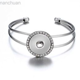 Bangle New SG0161 Simple style silver plated crystal snap bracelet bangle fit 18MM snap button Jewellery wholesale ldd240312