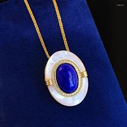 Pendants Blue White Necklaces High-level Vintage Fritillary Lapis Lazuli Pendant In Simple Banquet Clavicle Chain Jewellery For Women