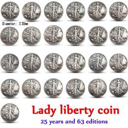 63pcs American Lady Liberty Old Renk Craft Copy Coins Art Collect190m tam seti