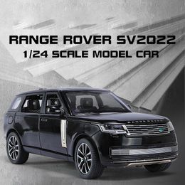 1/24 Range Rover SV Metal Alloy Diecast Model Car Off Road Vehicle Sound Light Gifts For Boyfriend Toys For Children Kids 240306