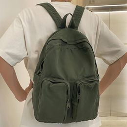 School Bags Lovers' Green Travel Backpack Large Capacity Multi Pocket Students Bag Sweethearts Unisex Canvas Portable Laptop Knapsack