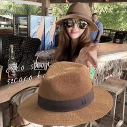 UV Ladies Men Fashion Letter M Straw Hat Sun Panama Spring Casual Summer Beach Classic Jazz Basin Wholesale 240309